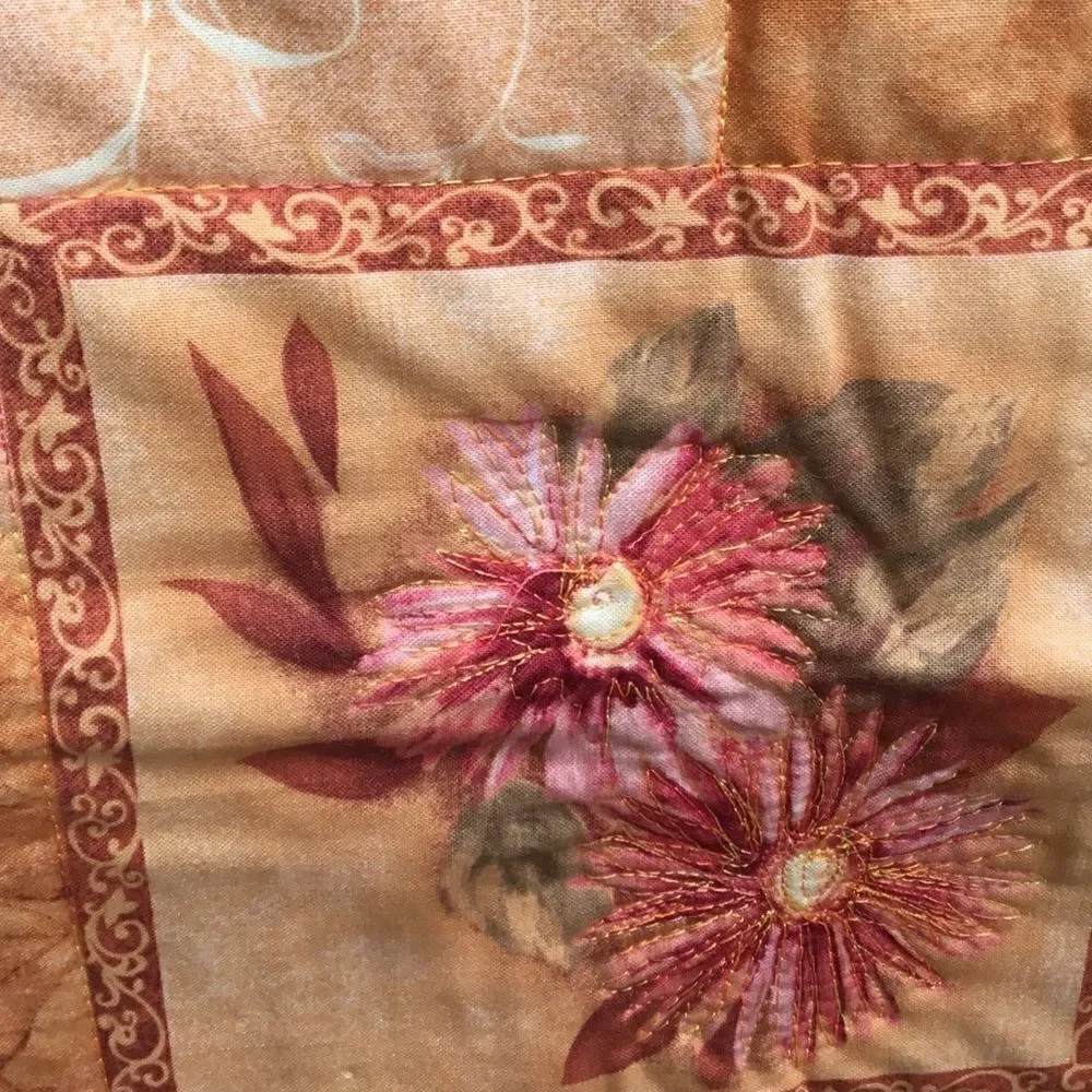 NWT. Hand Crafted Yellow Flower Quilt